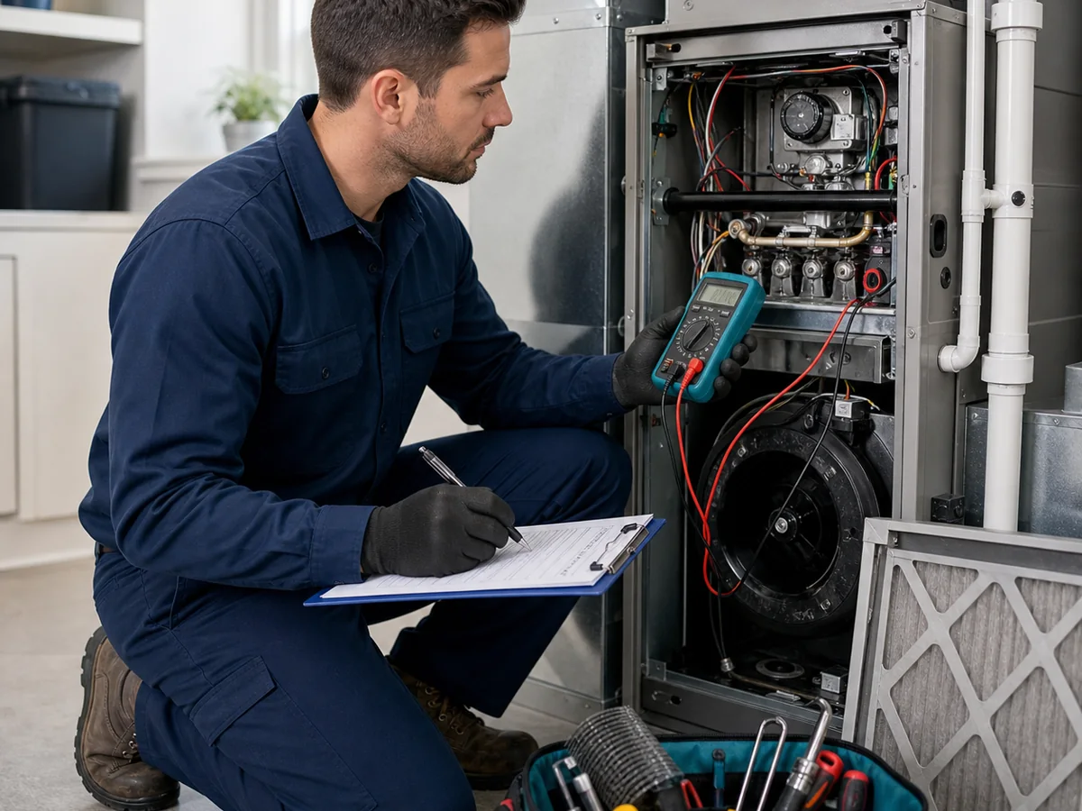 Preventive furnace maintenance inspection with diagnostic tools